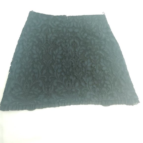 Pinko Womens Blue Black Floral Comfort Back Zip Ruffle A Line Skirt Size 8 - Picture 3 of 13